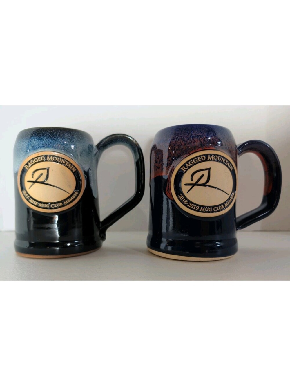 Lot Of 2 Grey Fox Pottery Ragged Mountain NH Mug Club Mugs 2017-2018/2018-2019